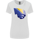 Curled Bosnia and Herzegovina Flag Day Football Womens Wider Cut T-Shirt White