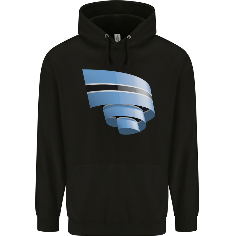 Curled Botswana Flag Batswana Day Football Childrens Kids Hoodie Black