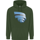 Curled Botswana Flag Batswana Day Football Childrens Kids Hoodie Forest Green