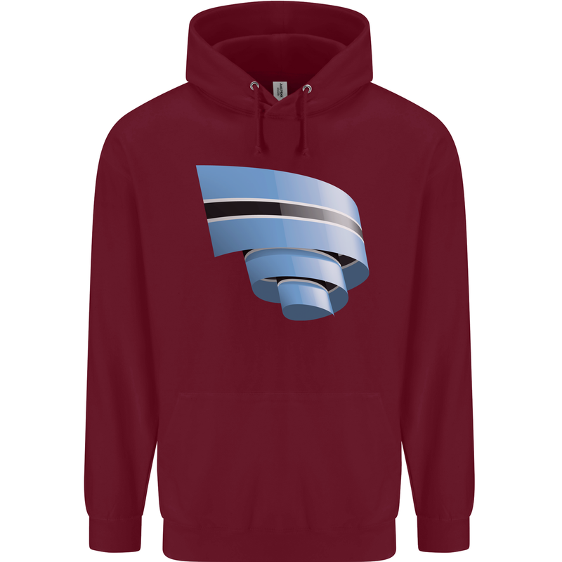 Curled Botswana Flag Batswana Day Football Childrens Kids Hoodie Maroon