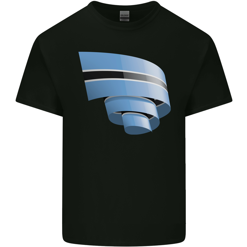 Curled Botswana Flag Batswana Day Football Kids T-Shirt Childrens Black