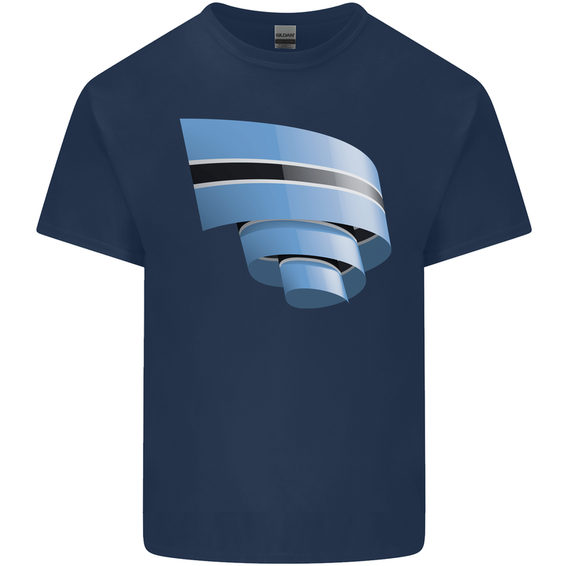 Curled Botswana Flag Batswana Day Football Kids T-Shirt Childrens Navy Blue