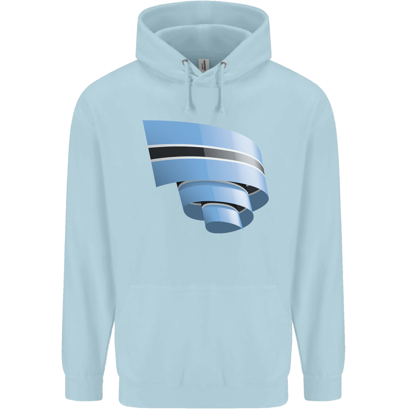 Curled Botswana Flag Batswana Day Football Mens 80% Cotton Hoodie Light Blue