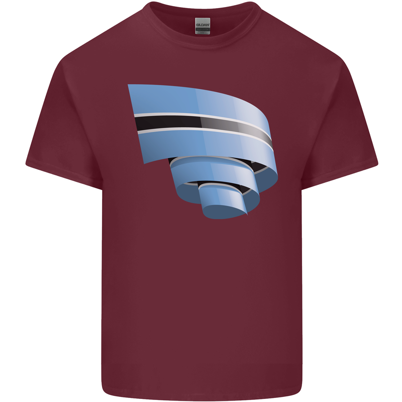 Curled Botswana Flag Batswana Day Football Mens Cotton T-Shirt Tee Top Maroon