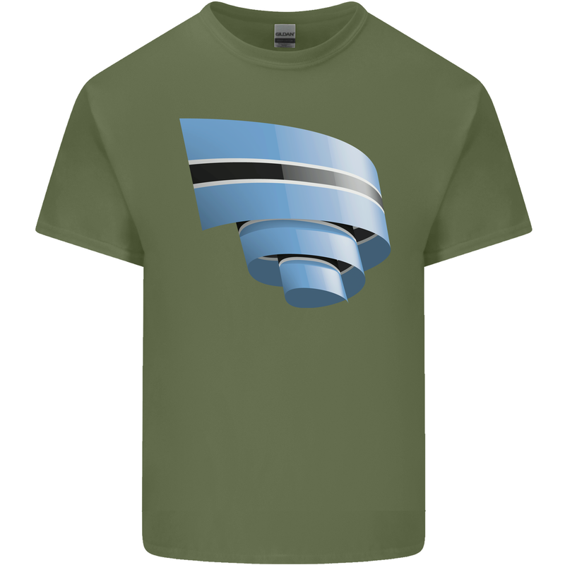 Curled Botswana Flag Batswana Day Football Mens Cotton T-Shirt Tee Top Military Green