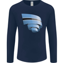 Curled Botswana Flag Batswana Day Football Mens Long Sleeve T-Shirt Navy Blue