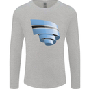 Curled Botswana Flag Batswana Day Football Mens Long Sleeve T-Shirt Sports Grey