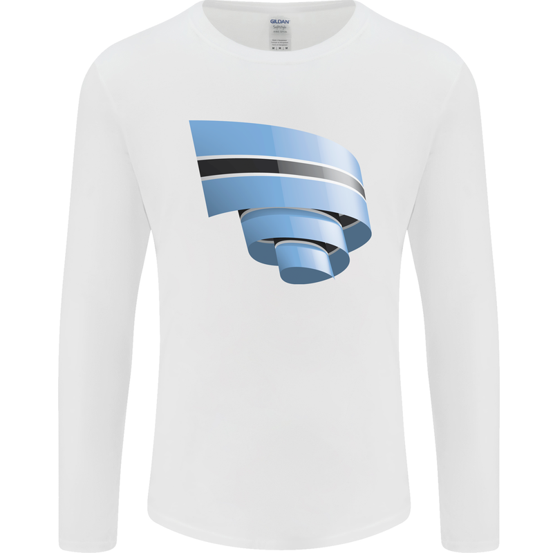 Curled Botswana Flag Batswana Day Football Mens Long Sleeve T-Shirt White