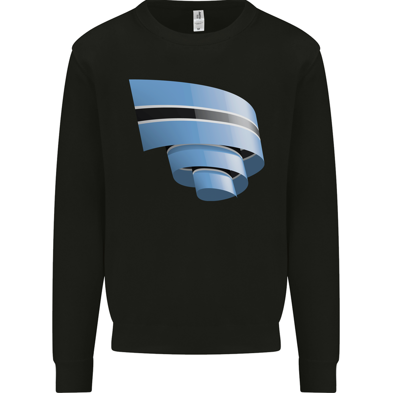Curled Botswana Flag Batswana Day Football Mens Sweatshirt Jumper Black