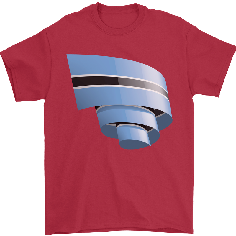 Curled Botswana Flag Batswana Day Football Mens T-Shirt 100% Cotton Red