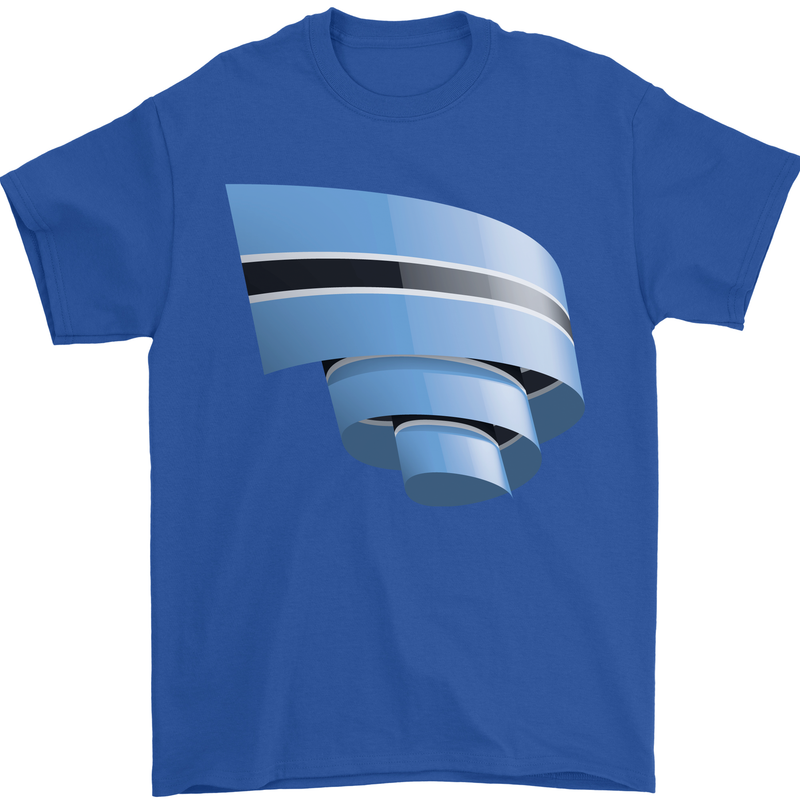 Curled Botswana Flag Batswana Day Football Mens T-Shirt 100% Cotton Royal Blue