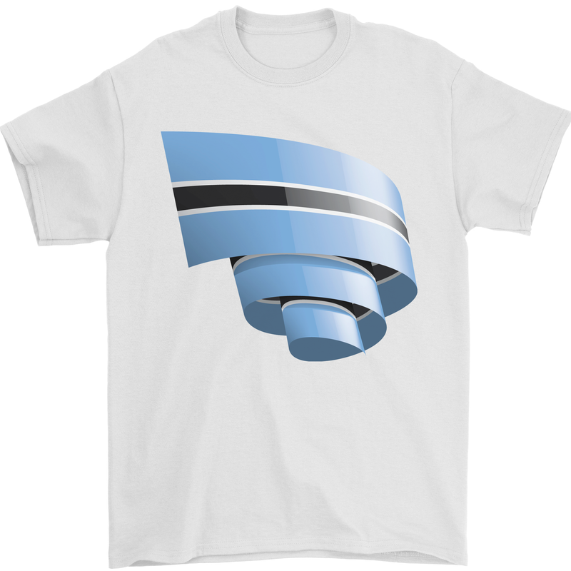 Curled Botswana Flag Batswana Day Football Mens T-Shirt 100% Cotton White