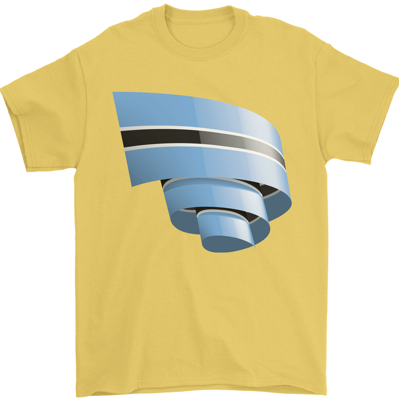 Curled Botswana Flag Batswana Day Football Mens T-Shirt 100% Cotton Yellow