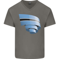 Curled Botswana Flag Batswana Day Football Mens V-Neck Cotton T-Shirt Charcoal