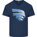 Curled Botswana Flag Batswana Day Football Mens V-Neck Cotton T-Shirt Navy Blue