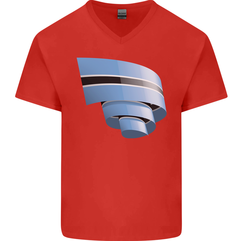 Curled Botswana Flag Batswana Day Football Mens V-Neck Cotton T-Shirt Red
