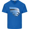 Curled Botswana Flag Batswana Day Football Mens V-Neck Cotton T-Shirt Royal Blue