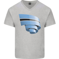 Curled Botswana Flag Batswana Day Football Mens V-Neck Cotton T-Shirt Sports Grey