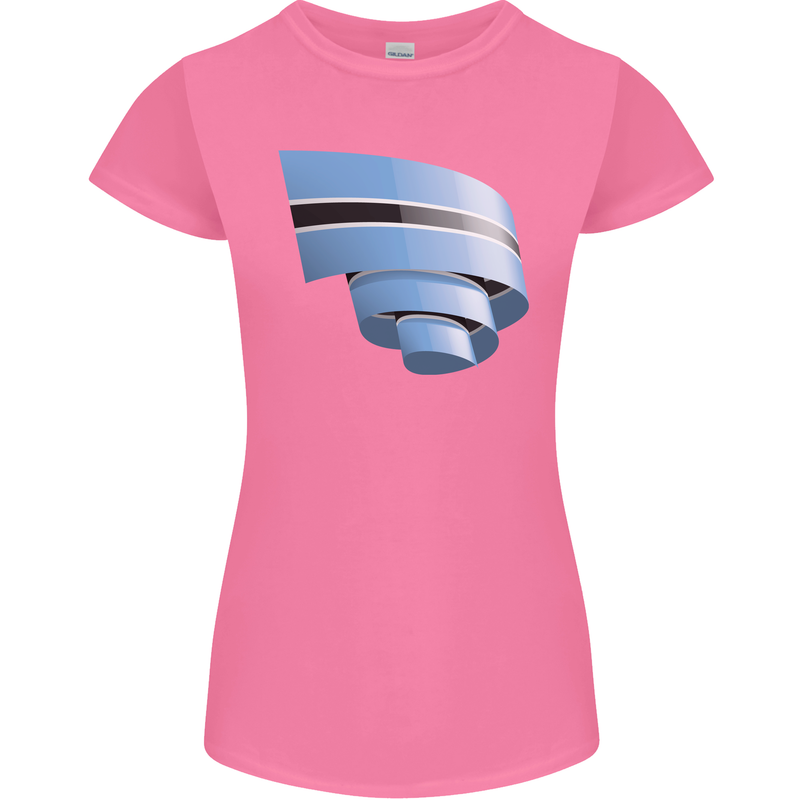Curled Botswana Flag Batswana Day Football Womens Petite Cut T-Shirt Azalea