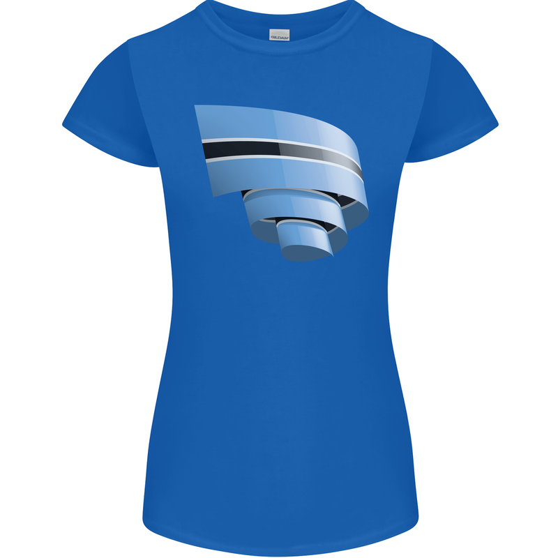 Curled Botswana Flag Batswana Day Football Womens Petite Cut T-Shirt Royal Blue