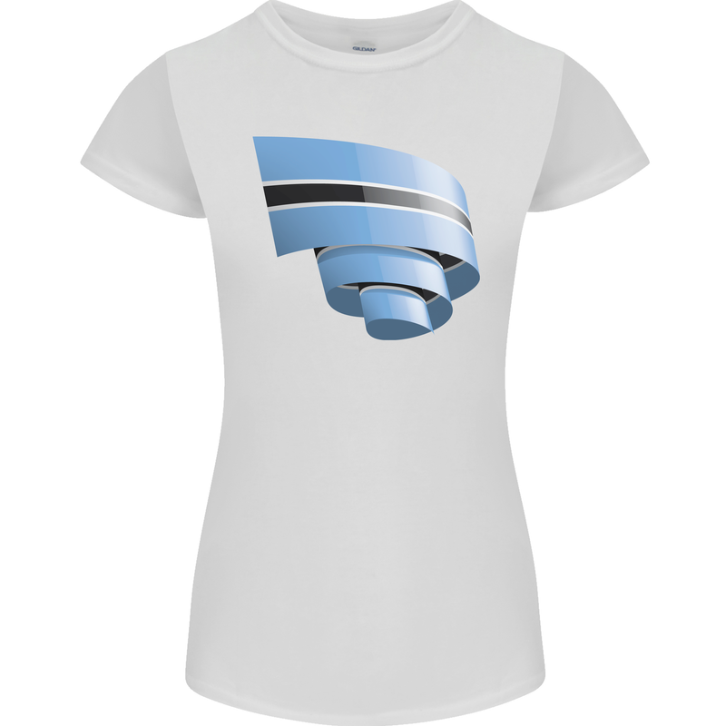 Curled Botswana Flag Batswana Day Football Womens Petite Cut T-Shirt White