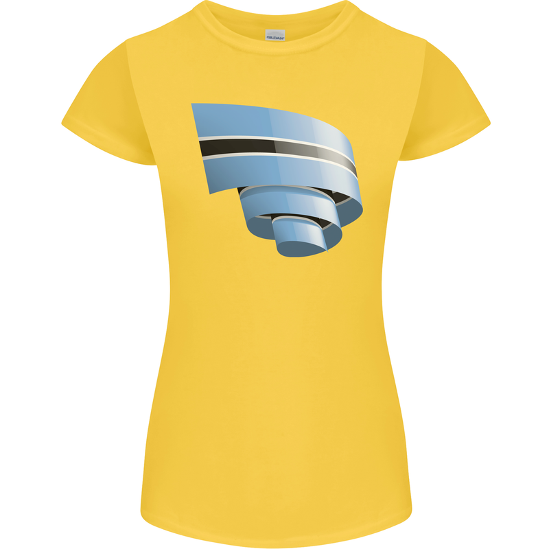 Curled Botswana Flag Batswana Day Football Womens Petite Cut T-Shirt Yellow