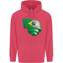 Curled Brazil Flag Brazilian Day Football Childrens Kids Hoodie Heliconia