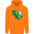 Curled Brazil Flag Brazilian Day Football Childrens Kids Hoodie Orange