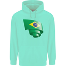 Curled Brazil Flag Brazilian Day Football Childrens Kids Hoodie Peppermint