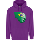 Curled Brazil Flag Brazilian Day Football Childrens Kids Hoodie Purple