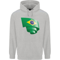 Curled Brazil Flag Brazilian Day Football Childrens Kids Hoodie Sports Grey