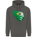 Curled Brazil Flag Brazilian Day Football Childrens Kids Hoodie Storm Grey