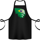 Curled Brazil Flag Brazilian Day Football Cotton Apron 100% Organic Black