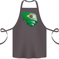 Curled Brazil Flag Brazilian Day Football Cotton Apron 100% Organic Dark Grey