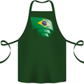 Curled Brazil Flag Brazilian Day Football Cotton Apron 100% Organic Forest Green