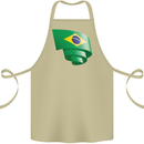 Curled Brazil Flag Brazilian Day Football Cotton Apron 100% Organic Khaki