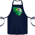 Curled Brazil Flag Brazilian Day Football Cotton Apron 100% Organic Navy Blue