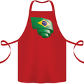 Curled Brazil Flag Brazilian Day Football Cotton Apron 100% Organic Red
