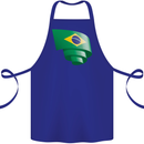 Curled Brazil Flag Brazilian Day Football Cotton Apron 100% Organic Royal Blue