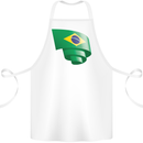 Curled Brazil Flag Brazilian Day Football Cotton Apron 100% Organic White
