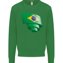 Curled Brazil Flag Brazilian Day Football Kids Sweatshirt Jumper Irish Green