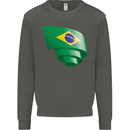 Curled Brazil Flag Brazilian Day Football Kids Sweatshirt Jumper Storm Grey