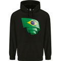 Curled Brazil Flag Brazilian Day Football Mens 80% Cotton Hoodie Black