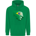 Curled Brazil Flag Brazilian Day Football Mens 80% Cotton Hoodie Irish Green