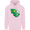 Curled Brazil Flag Brazilian Day Football Mens 80% Cotton Hoodie Light Pink