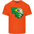 Curled Brazil Flag Brazilian Day Football Mens Cotton T-Shirt Tee Top Orange