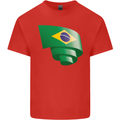 Curled Brazil Flag Brazilian Day Football Mens Cotton T-Shirt Tee Top Red