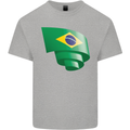 Curled Brazil Flag Brazilian Day Football Mens Cotton T-Shirt Tee Top Sports Grey