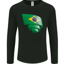 Curled Brazil Flag Brazilian Day Football Mens Long Sleeve T-Shirt Black