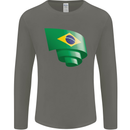 Curled Brazil Flag Brazilian Day Football Mens Long Sleeve T-Shirt Charcoal